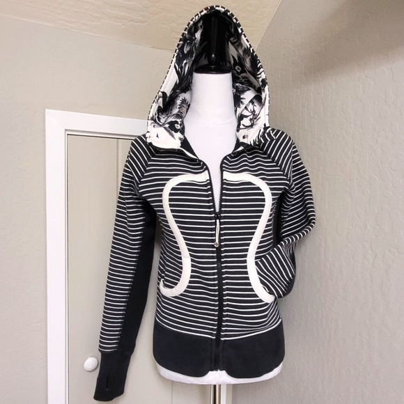 Lululemon Scuba Hoodie Jacket in Parallel Stripe Brisk Bloom Size 6 - Picture 2 of 16